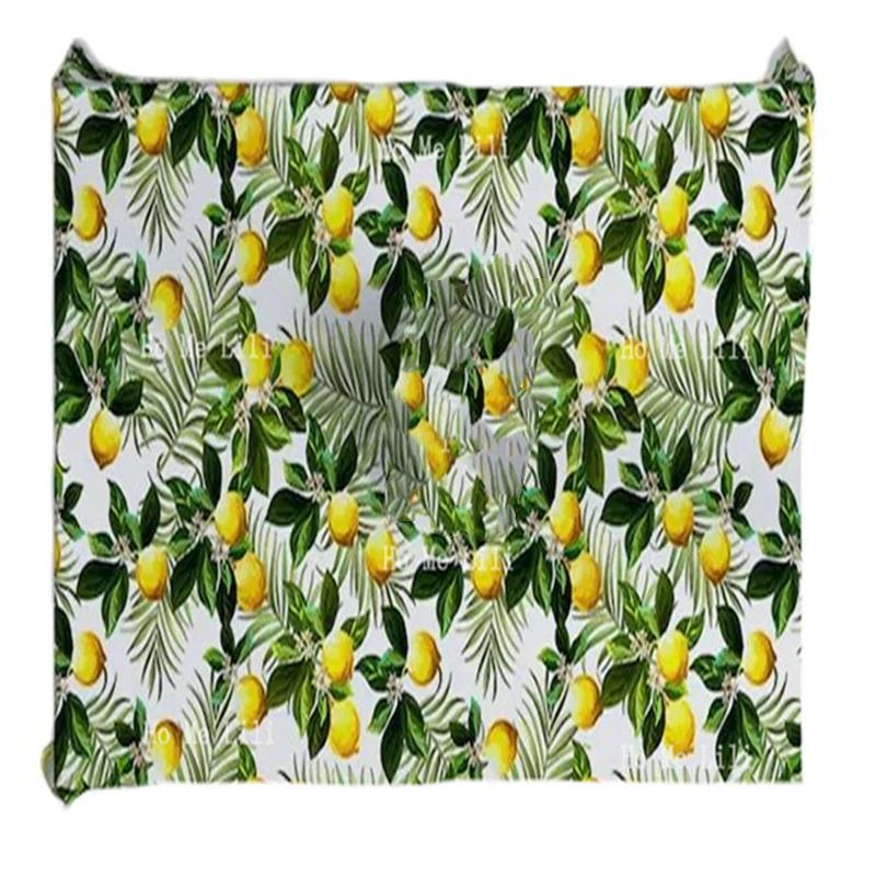 Rectangular Tablecloth Lemon Floral Fresh Citrus Leaf Brazilian Forest Untouched Jungle Paradise Tropical Foliage Flowers Decor