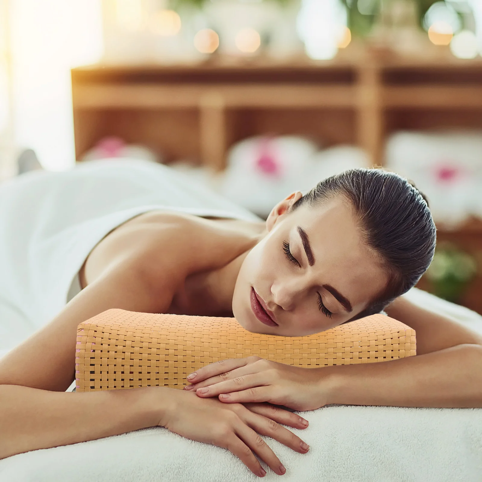 

Simulated Rattan Bath Pillow for Sauna Room Elderly Use Large Size Neck Support Cushion Breathing Design Home Supplies