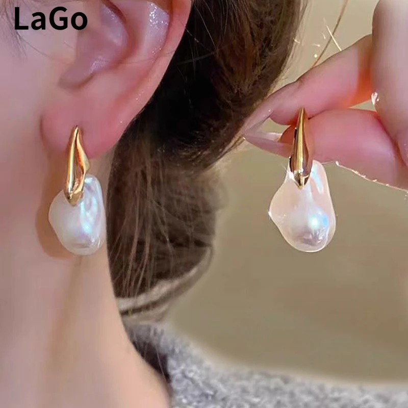 

Modern Jewelry Elegant Temperament Irregular Simulated Pearl Earrings For Women Female Gifts Simply Design Ear Accessories