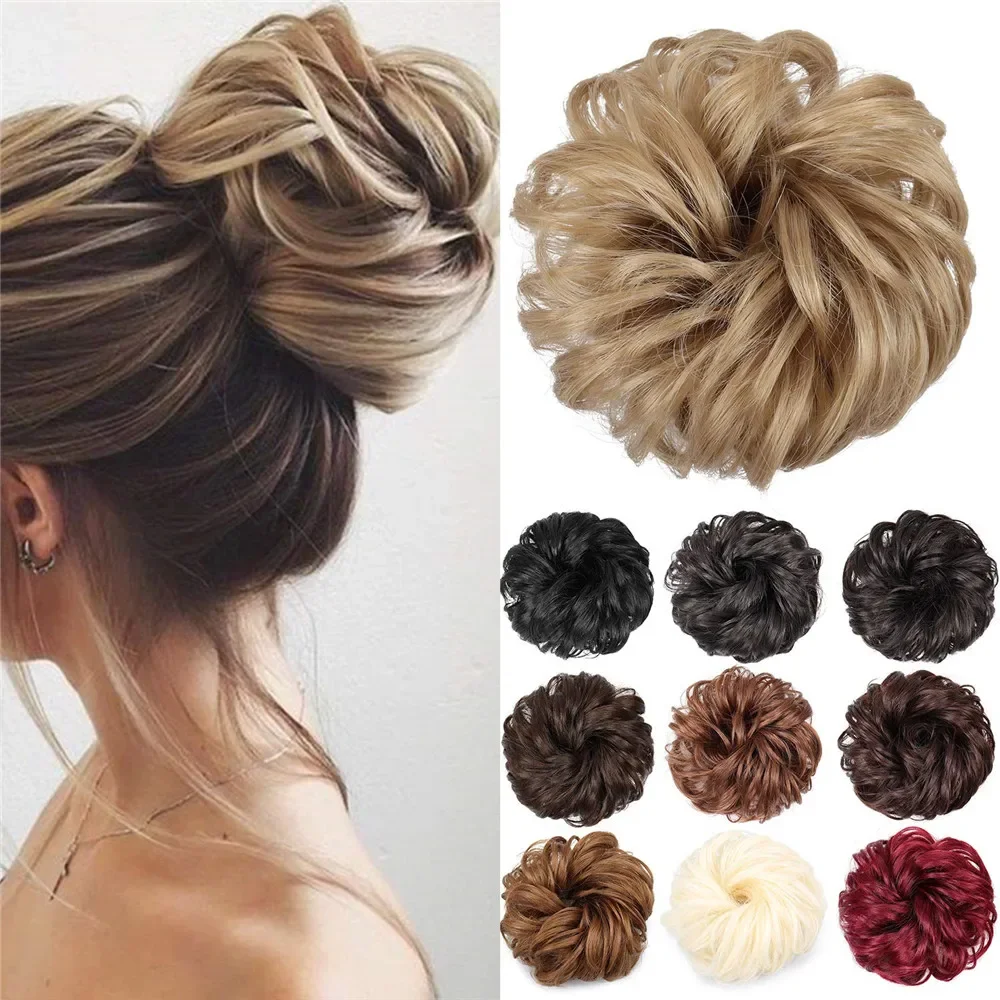 

Synthetic Hair Bun Extensions Messy Curly Elastic Hair Scrunchies Hairpieces Synthetic Chignon Donut Updo Hair Pieces for Women