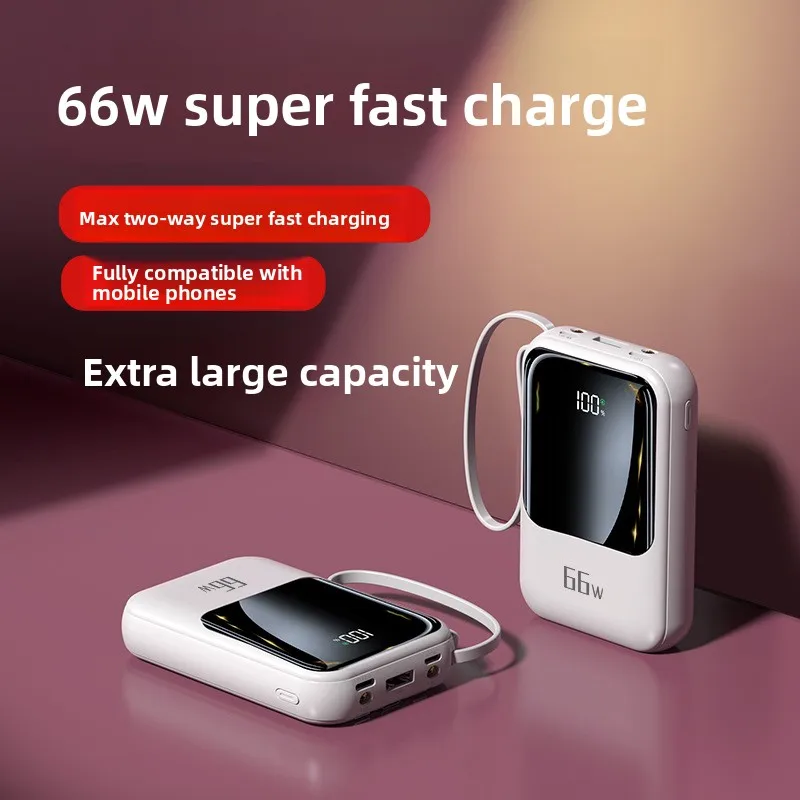 

Power Bank высокой емкости 20000 мАч со сверхбыстрой зарядкой PD20W, мини-размером и встроенным кабелем, подходит для большинства электроники