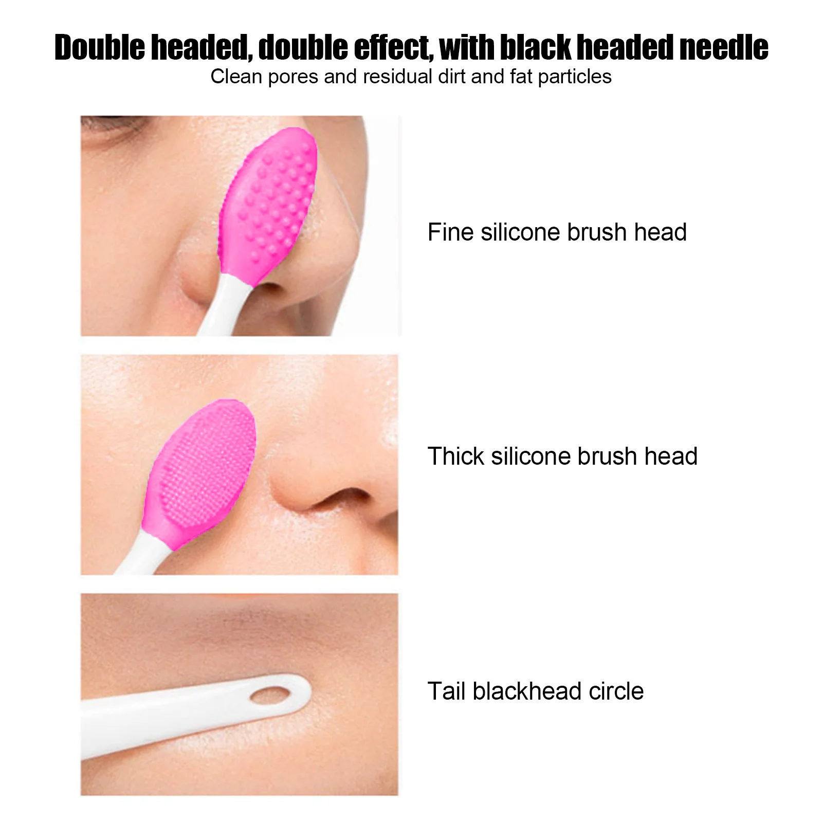 1PC Beauty Skin Care Wash Face Silicone Brush Exfoliating Nose Clean Blackhead Removal Brushes Tools With Replacement Head