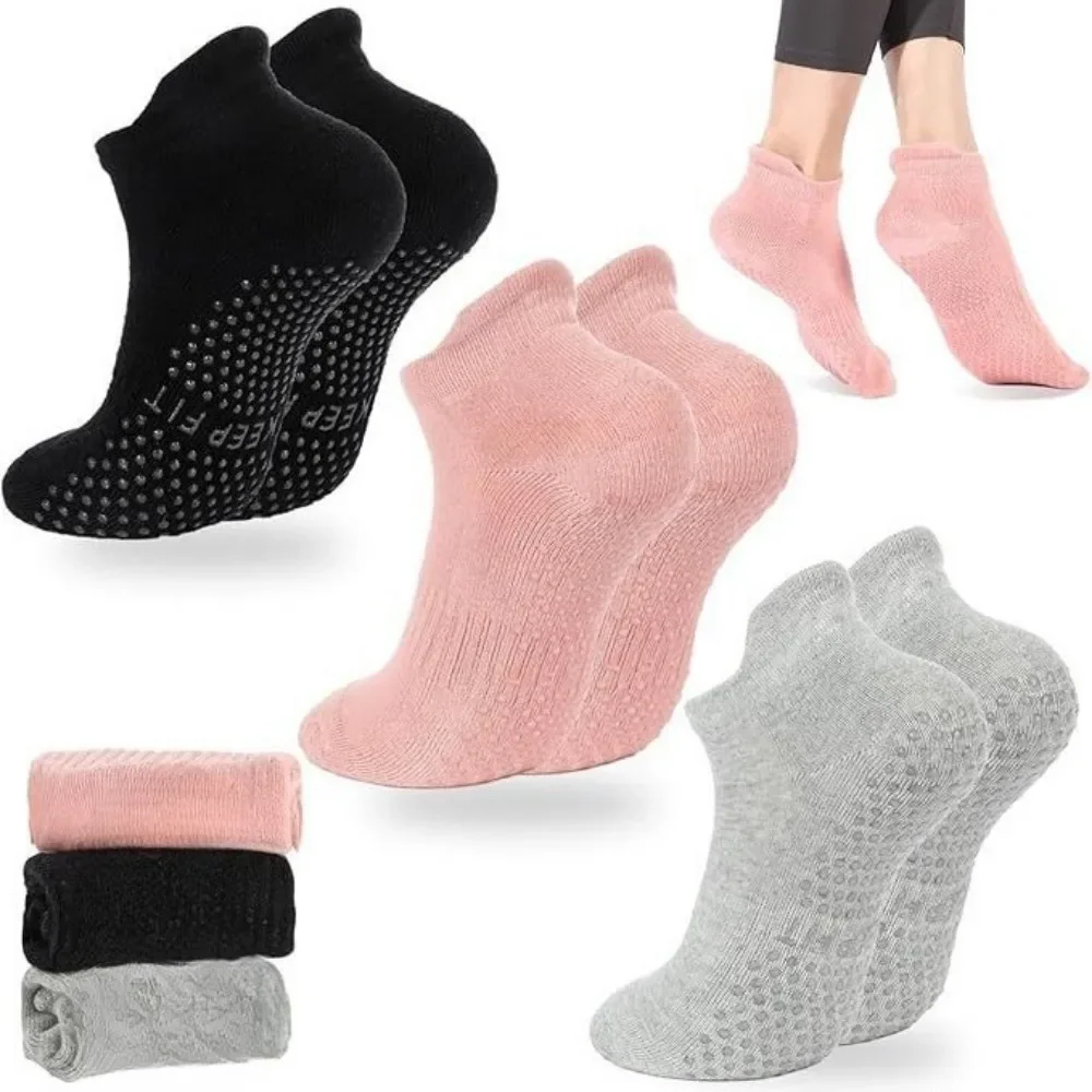 Women Mesh Cotton Yoga Socks Anti Slip Silicone Dots Short Socks Indoor Fitness Pilates Non Slip Sport Socks