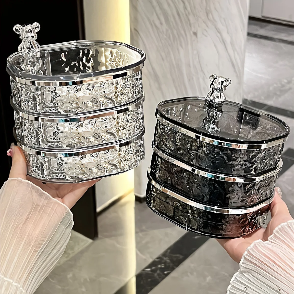 Transparent Jewelry Box For Girls With 3 Layers For Earrings Rings Necklaces And Bracelets Storage Case