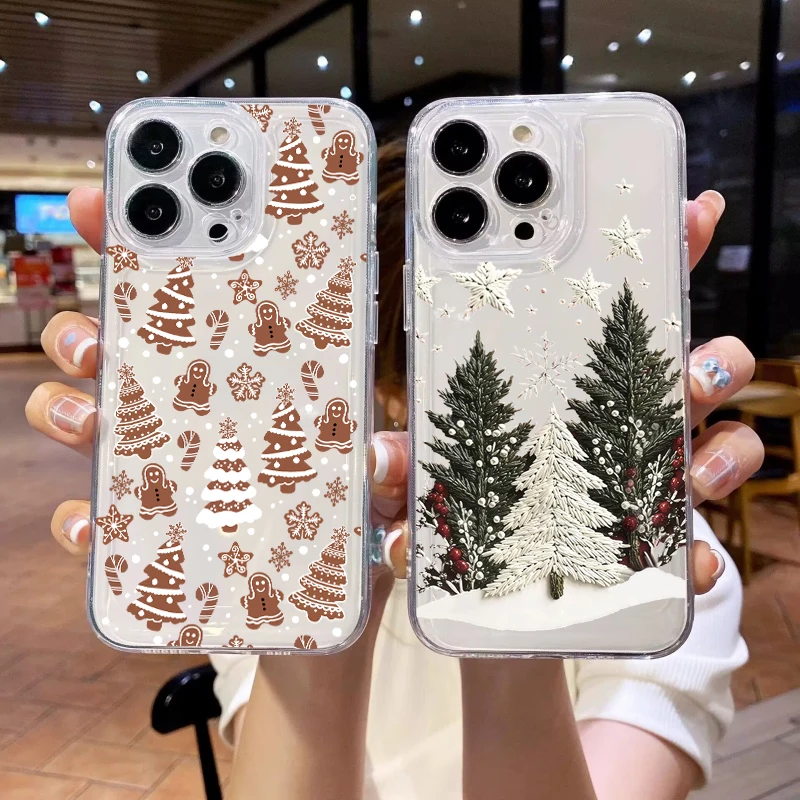 Snowflake Christmas Tree Case For Vivo Y31 V60 V30 V27 V40 V50 Lite V25 V23 V21E V20 V21 V23E V27E V29E Y200 V20SE Clear Cover