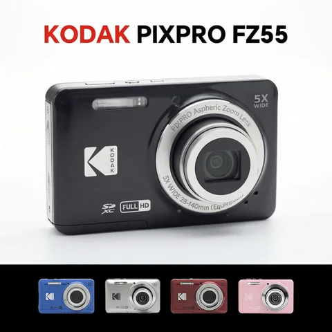 KODAK PIXPRO FZ55 16MP Digital Camera 5X Optical Zoom 28mm Wide Angle 1080P Full HD Video 2.7" LCD Vlogging Camera
