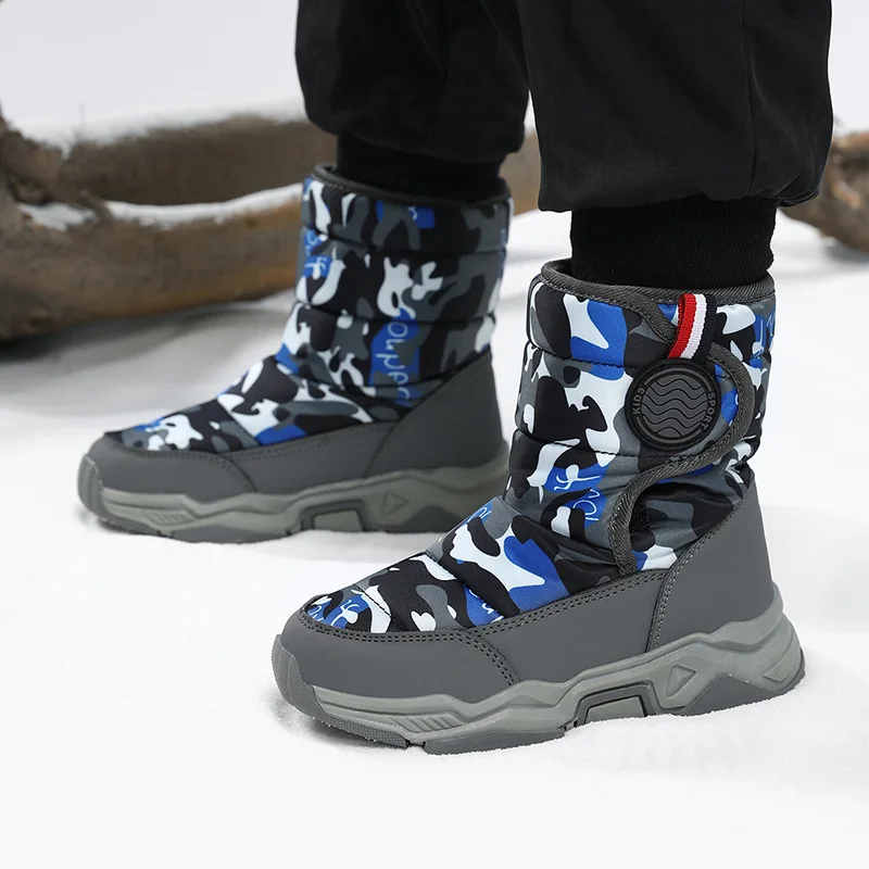 Children's Snow Boots Non-slip Warm Winter High-top Boys Ski Cotton Boots Medium Older Children Girls