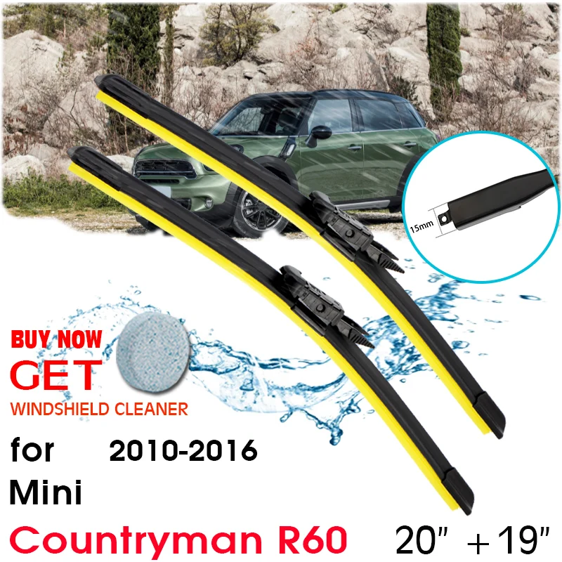 

Car Wiper Blade Window Windshield Rubber Silicon Refill Wiper For Mini Countryman R60 2010-2016 LHD/RHD 20"+19" Car Accessories