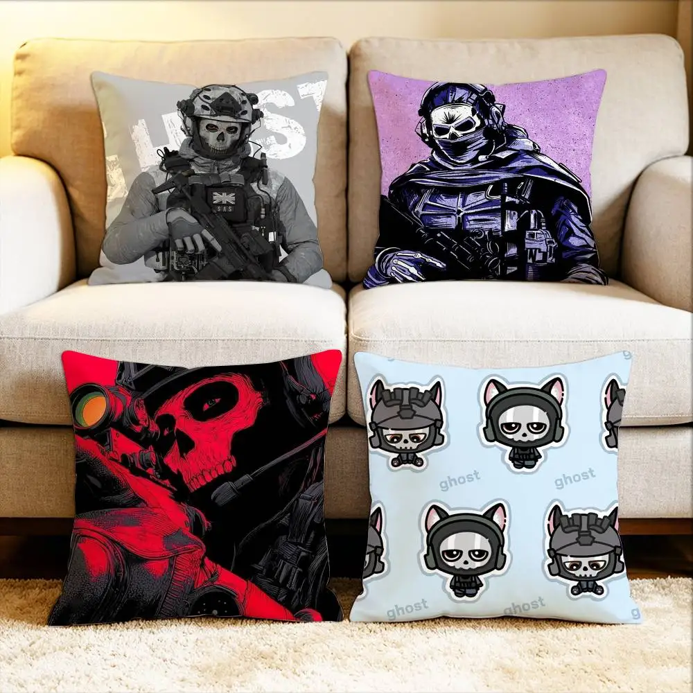 

C-Call of D-Duty Ghost Chibis Various Sizes Square Pillow Case For Car Home Bedchamber Decor
