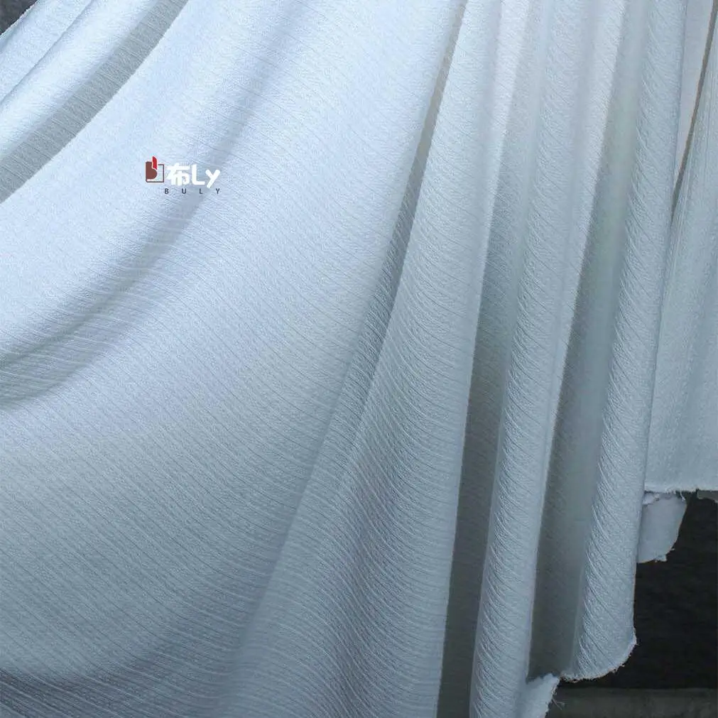 White Stretch Silky Knitted Cotton Fabric 3D Texture For Creative Evening Dress Designer DIY Material