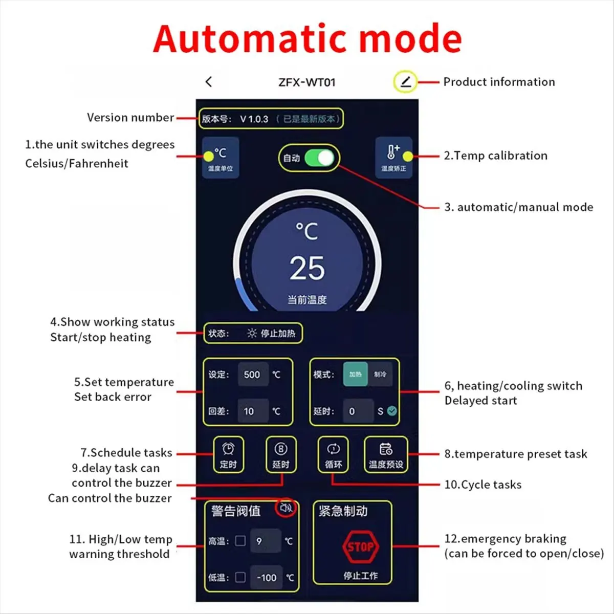 GTS Tuya WIFI High Temperature Controller Digital Programmable Thermostat K-Type Thermocouple -99-999 Degrees ZFX-TW01