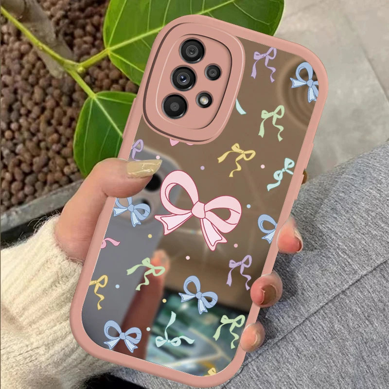 Bow Tie Phone Case For Samsung Galaxy A55 A13 A14 A24 A54 A23 A33 A53 A73 A34 A35 Fashion Mirror Girly Shockproof Soft Cover