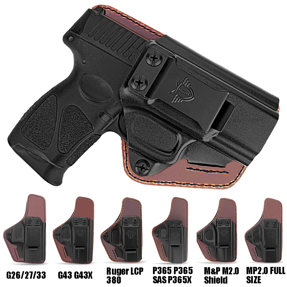 Funda de Pistola IWB para Portación Oculta, Compatible con G43, 43X, G3C, G2C, G2S, G26, G27, G33, Ruger LCP 380, P365, P365 Ruger