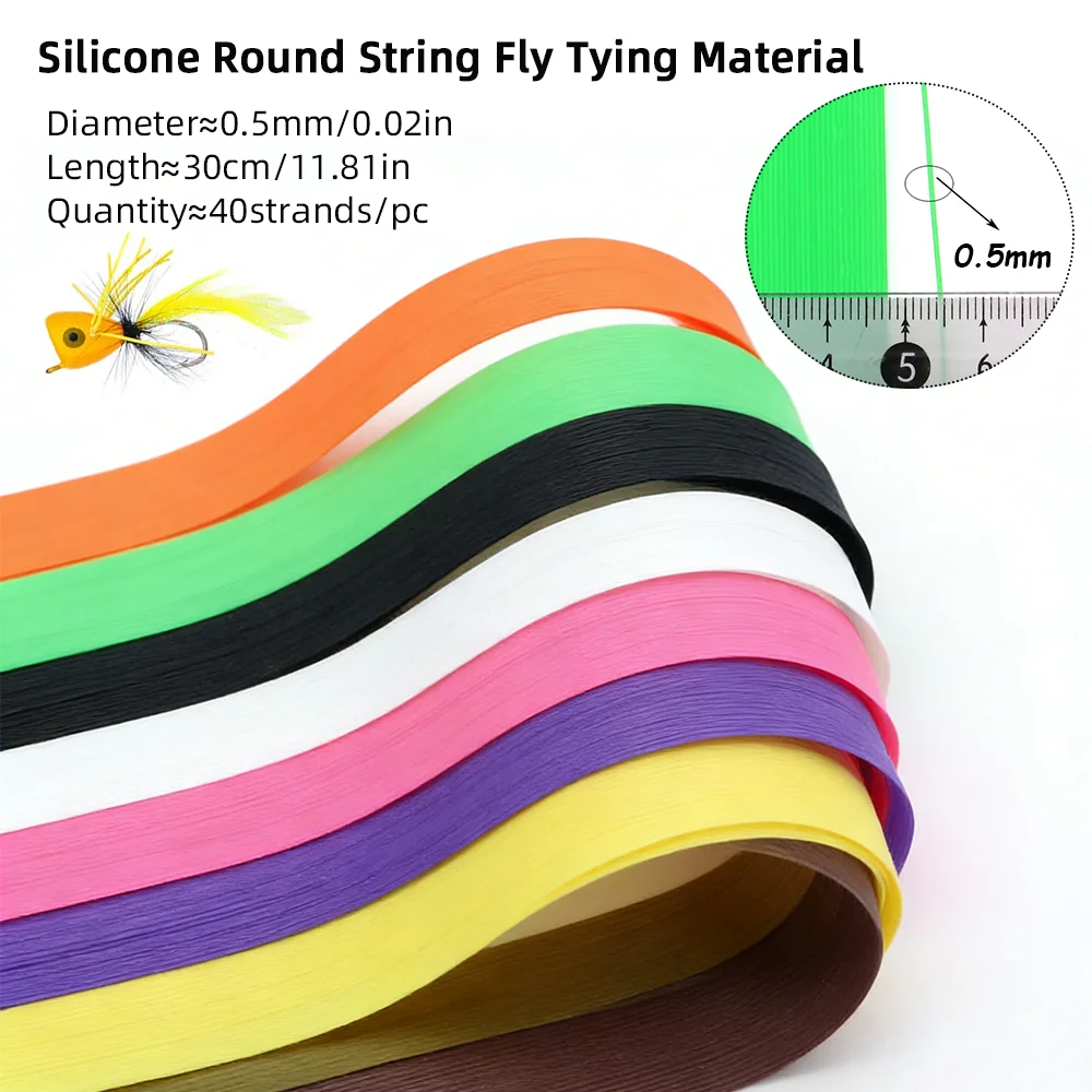 1 Stück/3 Stück 40 Stränge/Stück Silikon-Rundgarn Gummi-Beine Jig-Köderröcke Fliegenbindematerial für Jig-Nymphen, Stoneflies, Streamer – Detail 2