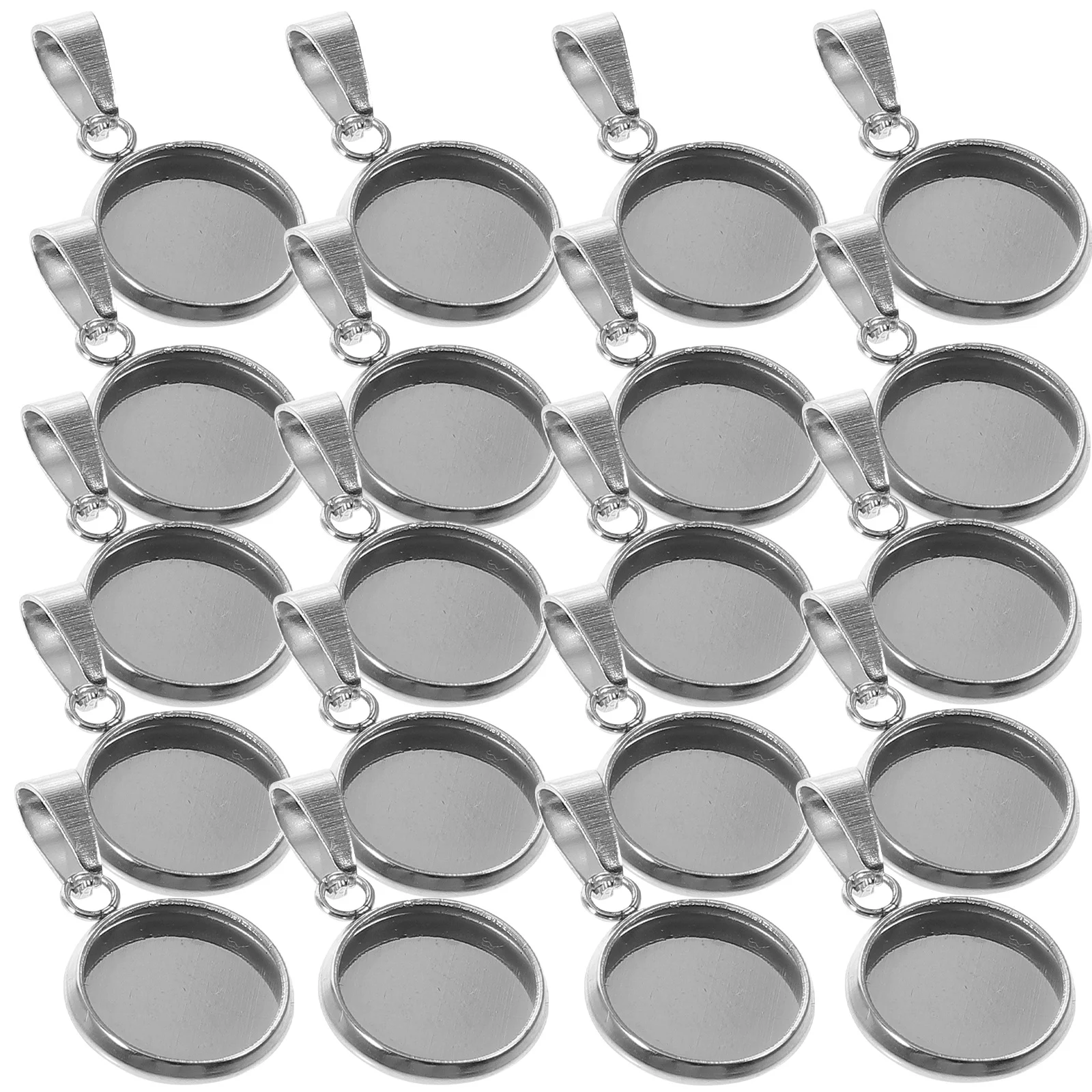

20Pcs Stainless Steel Pendant Trays Round Jewelry Base Set DIY Covers for Necklace Charms Crafts Pendant Trays