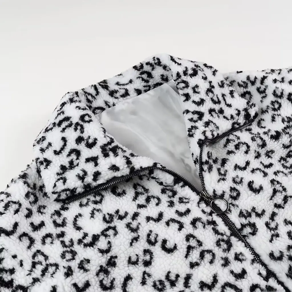 

Женское осеннее пальто с леопардовым принтом в европейском и американском стиле, модная верхняя одежда из овечьей шерсти