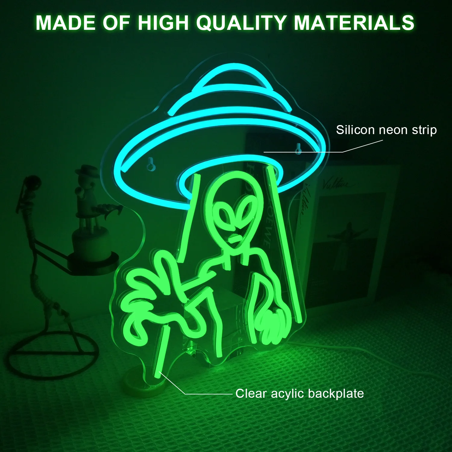 

Alien Neon Sign Dimmable Bedroom Light Up Sign Wall Decor for Man Cave Hip Hop Party Game Room Beer Bar Pub Gifts