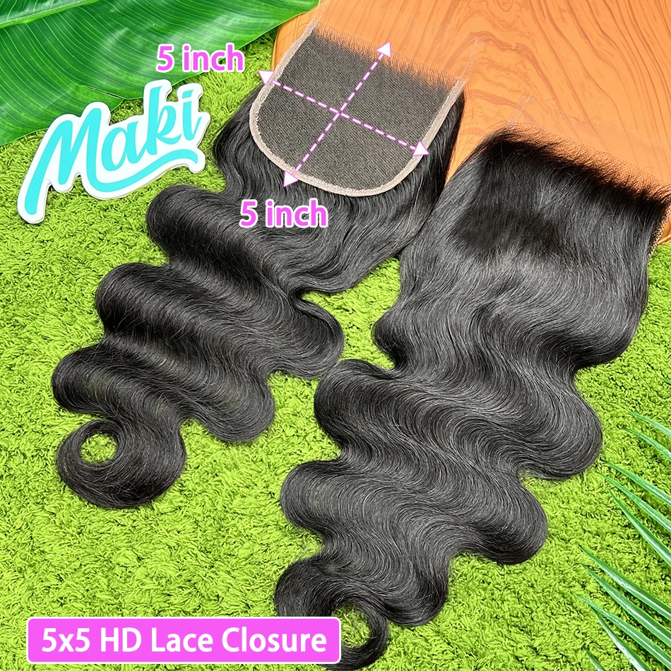 

Натуральные волосы Body Wave 5x5 HD с прозрачной кружевной застежкой, предварительно выщипанные, с осветленными узлами, цвет 1B натуральный черный, невидимое кружево, необработанные волосы