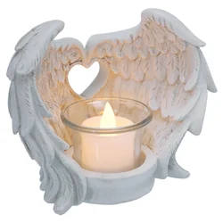 Candles Angel Wings Operated Holder Taper Flameless Decor Flickering Fake Wall Powered Light Memorial Tea Led