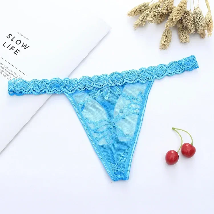 Sexy Low Waist Panties Lace Love G-string Transparent Thong Cotton T-shaped Underpants T-back Underwear Bikini Briefs Wholesale