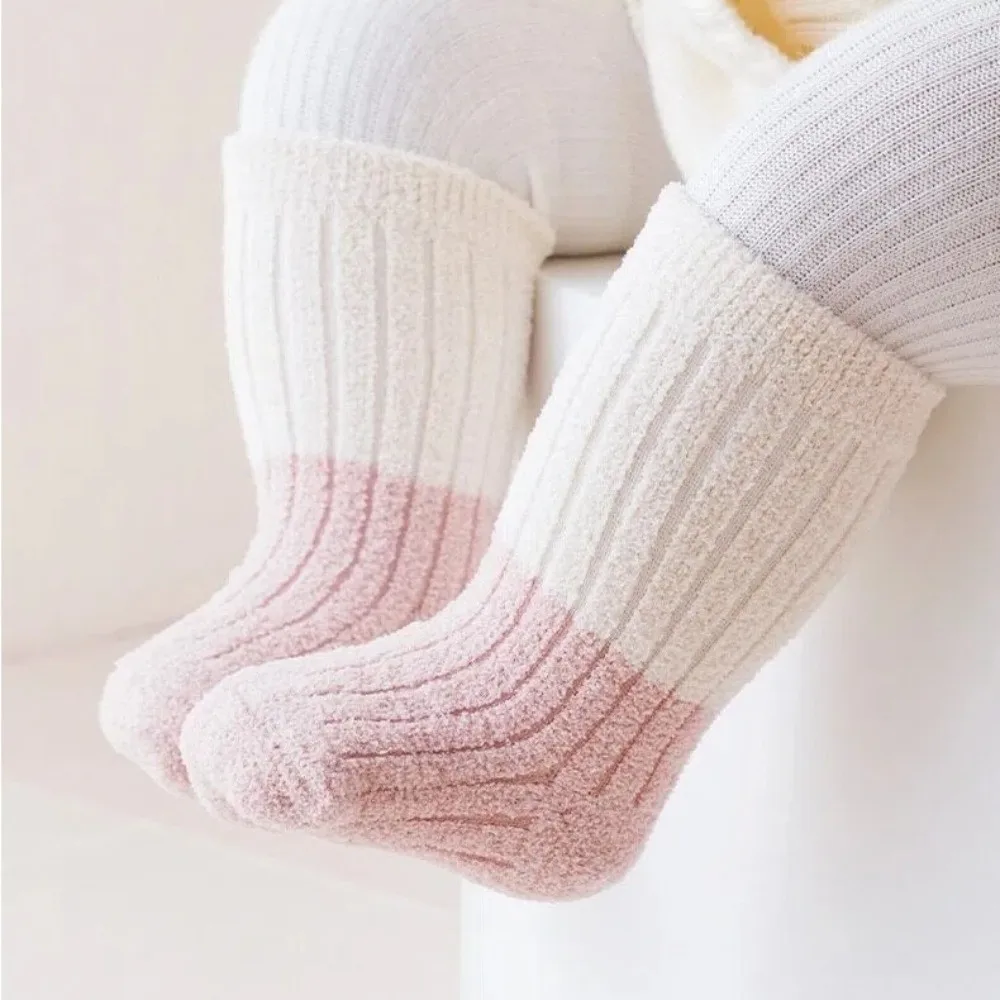 3Pairs Soft 0-3Year Coral Velvet Socks Loose Mouth Thermal Footwear Warm Socks Thick Mid Tube Sock Children