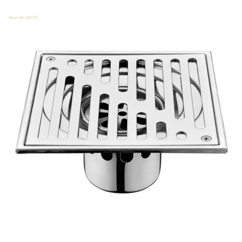 Stainless Steel Shower Square Drain Plug Cover Trap Anti-Odor Bathroom Floor Strainer Grate Waste Tile Insert Anti Sink Dropship