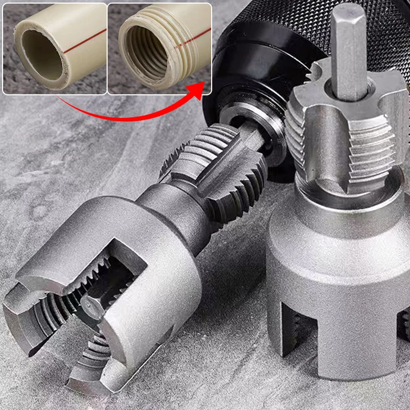 

Набор для изготовления нитевдевателей для труб из ПВХ для ручной дрели, 4-точечная открывалка для водопроводных труб с внутренним отверстием, универсальные съемные инструменты для нарезания резьбы