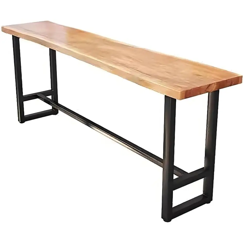 

Industrial Solid Wood Live Edge Bar Table, Narrow Recular Pub Height Table with Metal Base, or Restaurant, Cae, Home Kitchen (St
