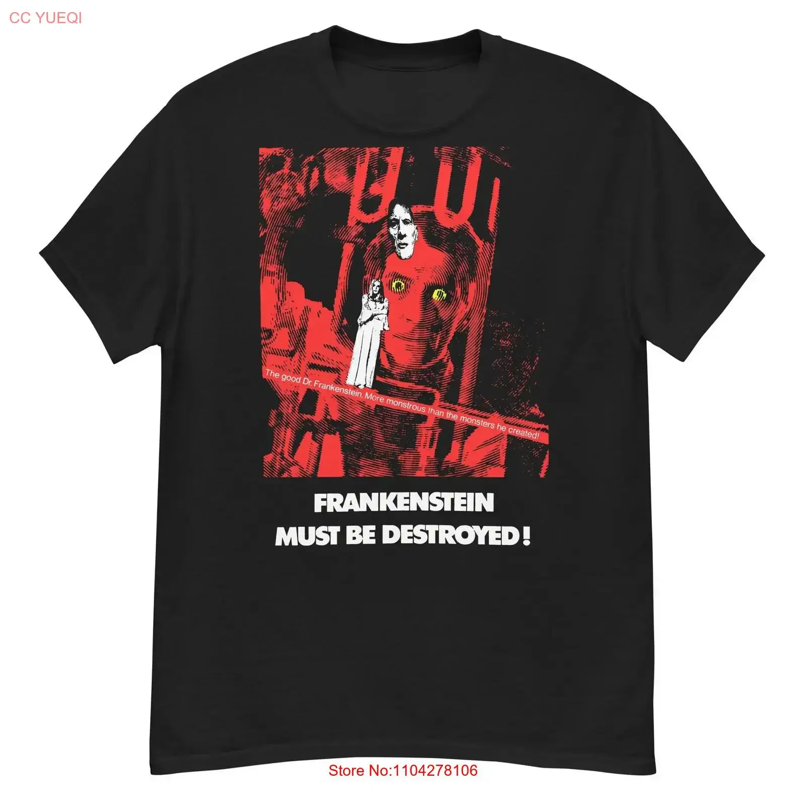 Frankenstein Must Be Destroyed cult Hammer horror film fan art t shirt vintage Washed fashion Breathable streetwear