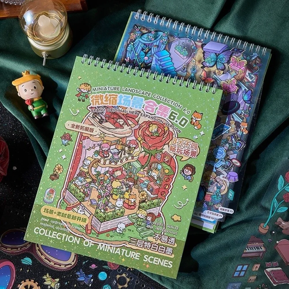 

Новая книга-наклейка 6.0 Rosey Town Landscape, большая стильная визуальная наклейка для домашних животных, 8 сцен, 15 листов, книга-наклейка с 3D-наклейками для детей