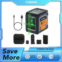 CIGMAN CM-G02A 2 Lines Laser Level, Selectable Laser Lines, Rechargeable Battery, 100 Ft Visibility, Rotatable 360°, Manual Mode