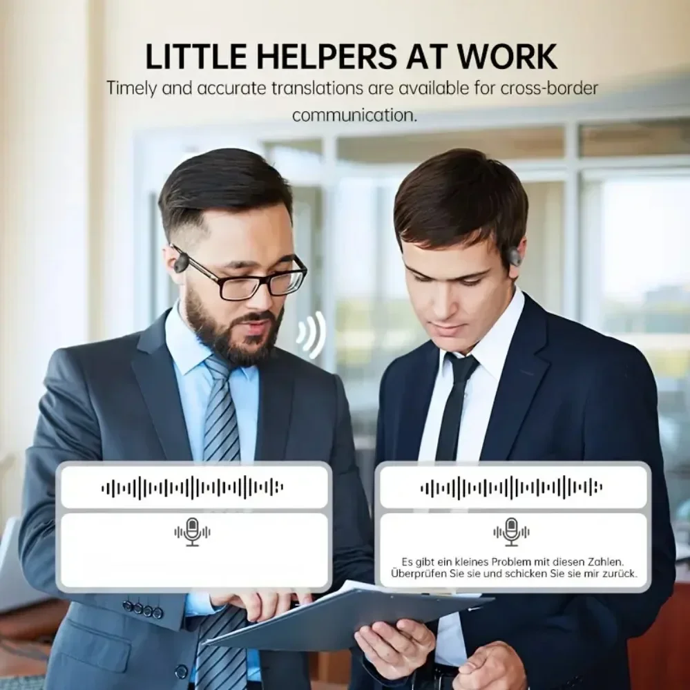 144 talen AI-vertalerhoofdtelefoon Bluetooth 5.3 Draadloos IPX7 Waterdicht Real-time tweerichtingsvertaling voor wereldwijde bedrijven