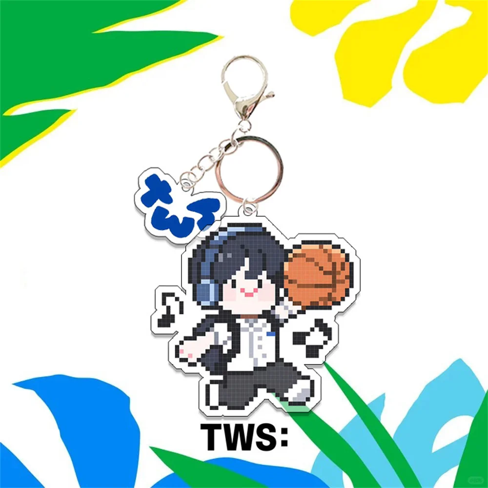 KPOP TWS Cartoon Keychain 2Pcs/Set Transparent Acrylic Keyring Pendant Creative INS Style Backpack Accessories Fans Collection