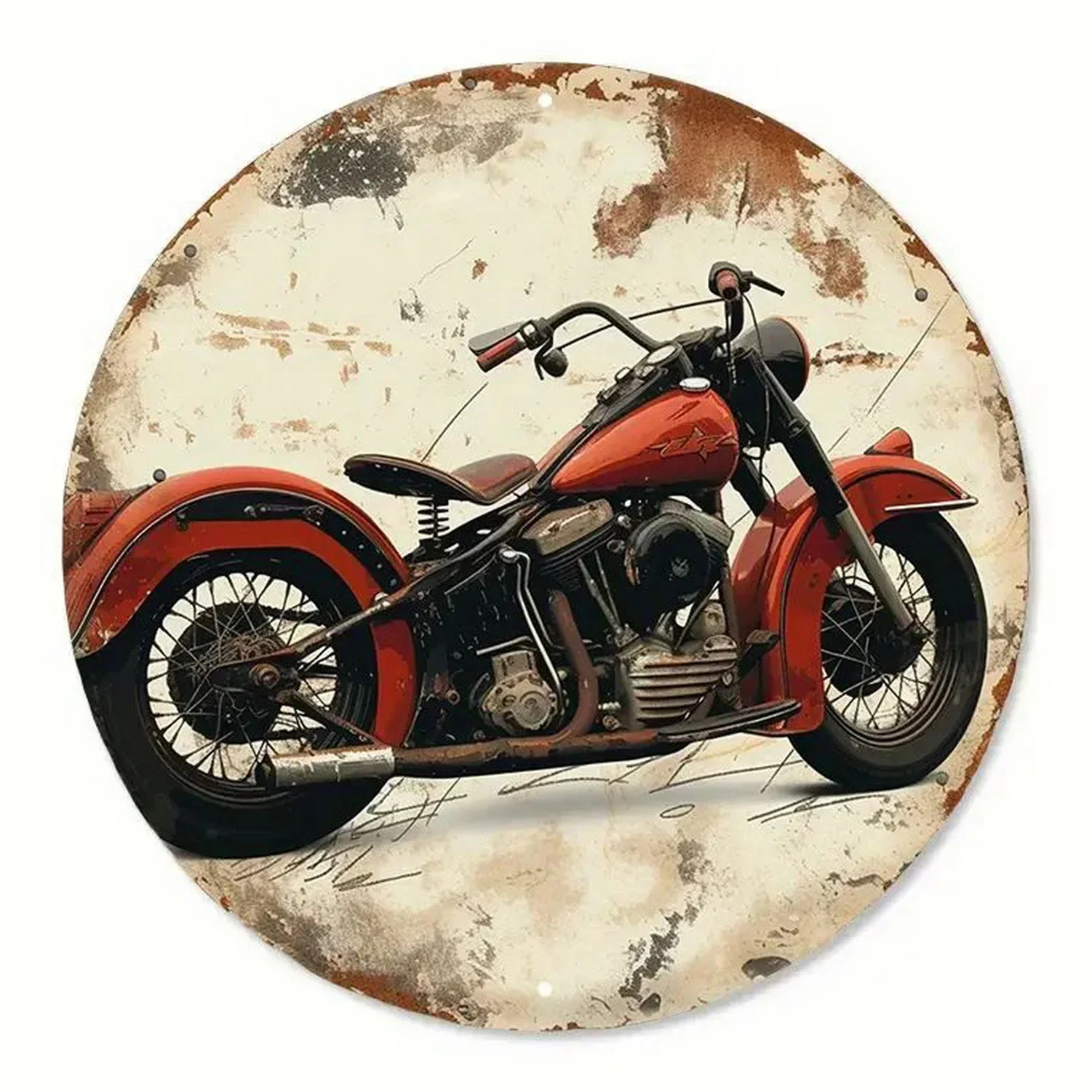 Vintage Retro Round Metal Tin Signs High-Definition Metal Tin Sign Collection – Featuring Classic Motorcycles, Steampunk Bike En