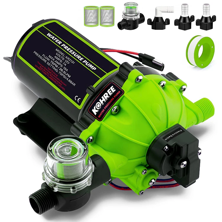 7GPM 70PSI 12V DC Upgraded Five Chamber Self-Priming Diaphragm  RV Fresh Water Pump  for RV Boat Camper Garden