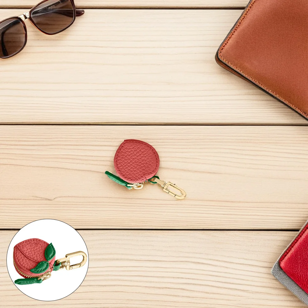 

Mini Peach Keychain Coin Pouch Realistic Fruit Charm Cute Small Wallet for Coins Keys Keychain Mini Wallet Key Chains