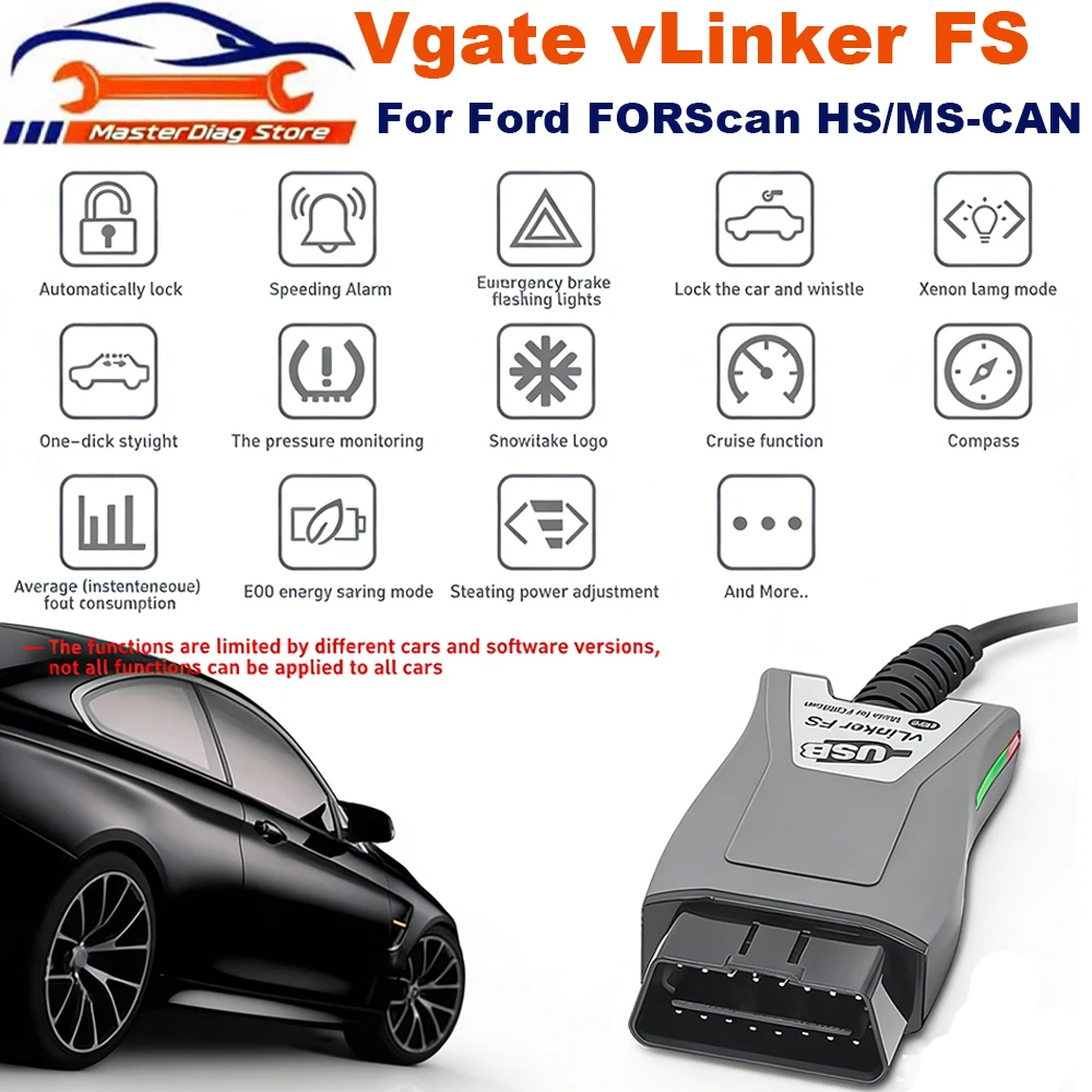 Vgate vLinker FS ELM327 HS/MS-CAN For Ford FORScan ELM 327 OBD 2 OBD2 Car Diagnostic Scanner Interface Tools OBDII For Mazda