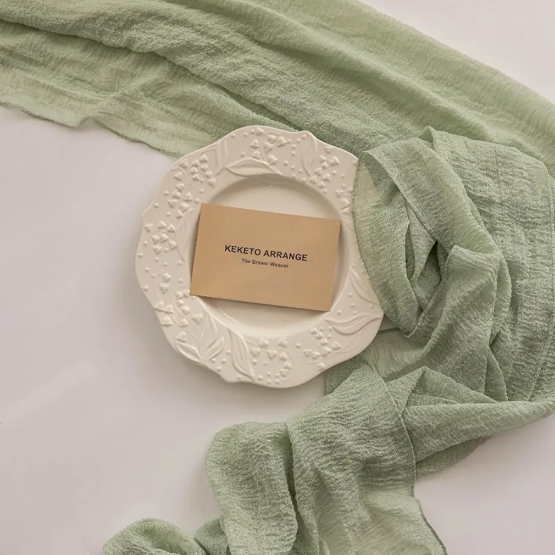 6pcs Cheesecloth Table Runner Sage Green Gauze 120 Inch 10 FT Rustic Boho Cheese Cloth Runner