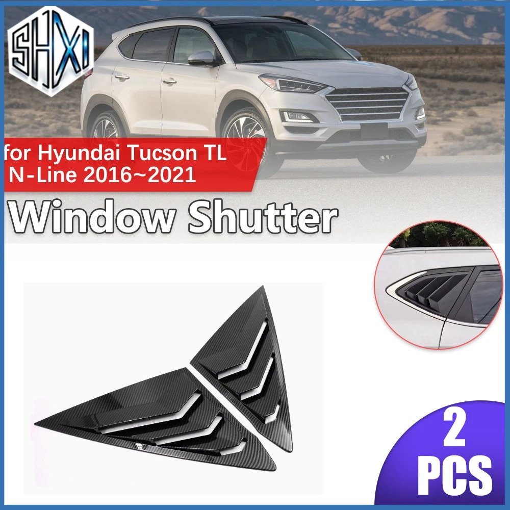 2pcs Car Shutter for Hyundai Tucson TL N-Line 2016~2021 Rear Side Window ABS Louvers Racing Style Triangular Sticker Accessories
