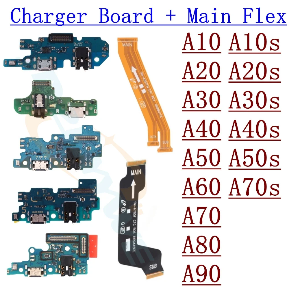 USB Fast Charging Charger Board For Samsung Galaxy A10 A20 A30 A40 A50 A60 A70 A80 A30S A50S A70S Main Motherboard Flex Cable