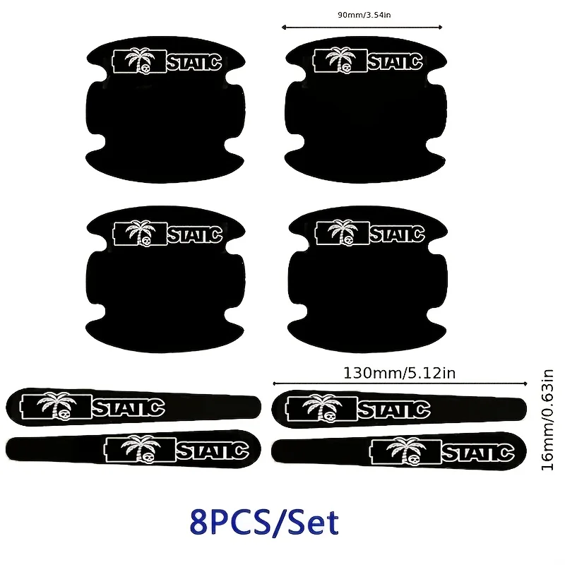 8Pcs/Set Static Palm Tree Door Handle & Cup Stickers, Anti-Scratch Car Decals