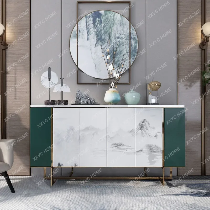 

Door-to-door solid wood entrance cabinet, living room, hotel painted light luxury, modern simple decorative