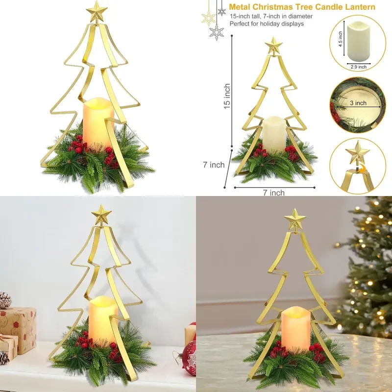 Metal Christmas Tree Candle Holder Table Centerpiece Holiday Party Home Decor Ornament