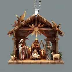 Nativity Scene Ornaments the Birth of Jesus Decor Christmas Tree Nativity Scene Signs Acrylic Nativity Scene Pendant Decor