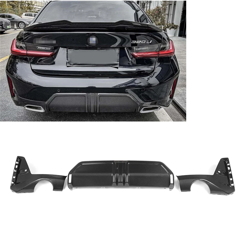 

Dry Carbon Fiber MP Style Rear Bumper Lip Fins Spoiler Splitter Diffuser 3 PCS For Bmw 3 Series G20 LCI 2023-IN G20 Diffuser