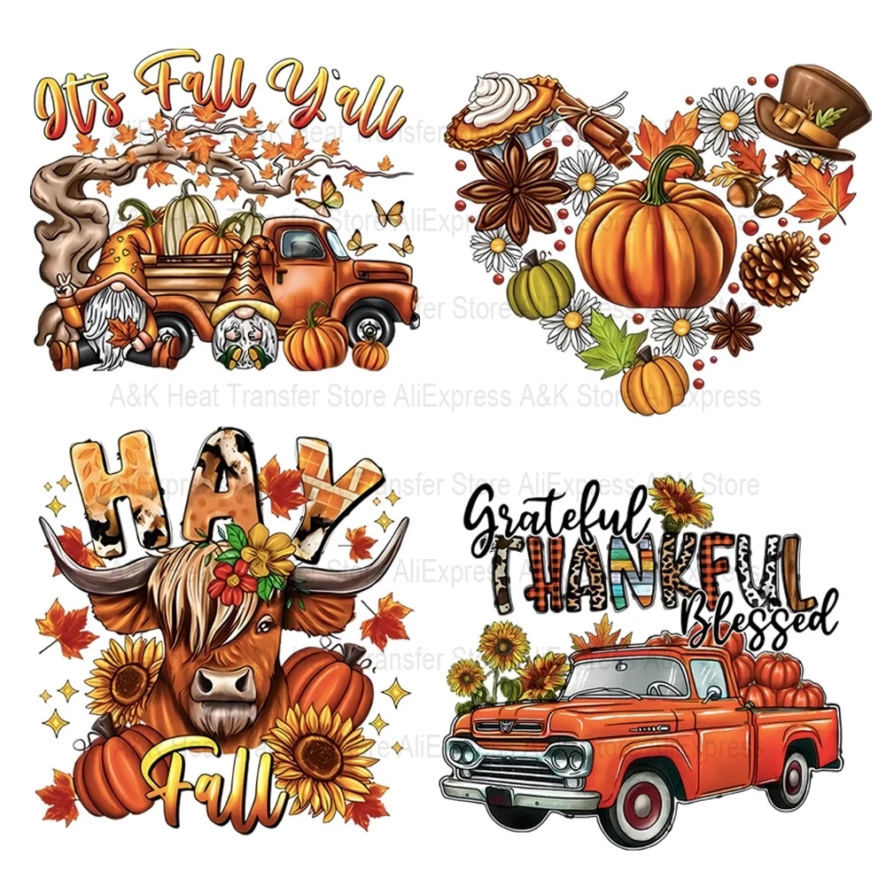 

Fall Cow Heart Car Transfer Patches, Heat-adhesive Clothing Iron-on Transfers Sticker, Applique Patch for Clothing Decals