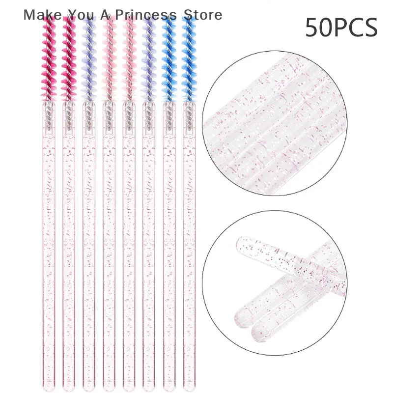 50 pièces Extension de cils arc-en-ciel cristal Mascara baguette applicateur bobines cils pinceaux cosmétiques ensemble outil de maquillage