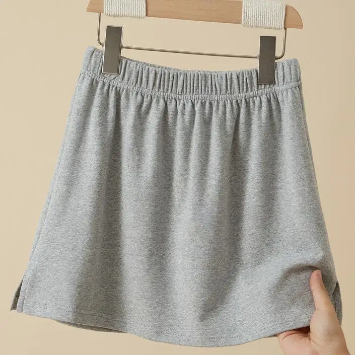 

Winter Cotton Sweatshirt Women's Skirt Thickened Half-length A-line Batwing Style Mid-waist Design Simple Style Midi Skirt