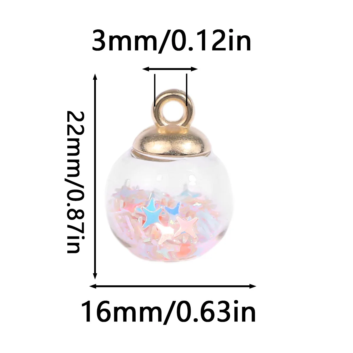 10/20/30pcs/lot 16mm Light Orange Glass Transparent Ball Star Beads Sequins Charms Pendant for Bracelet DIY Jewelry Accessories