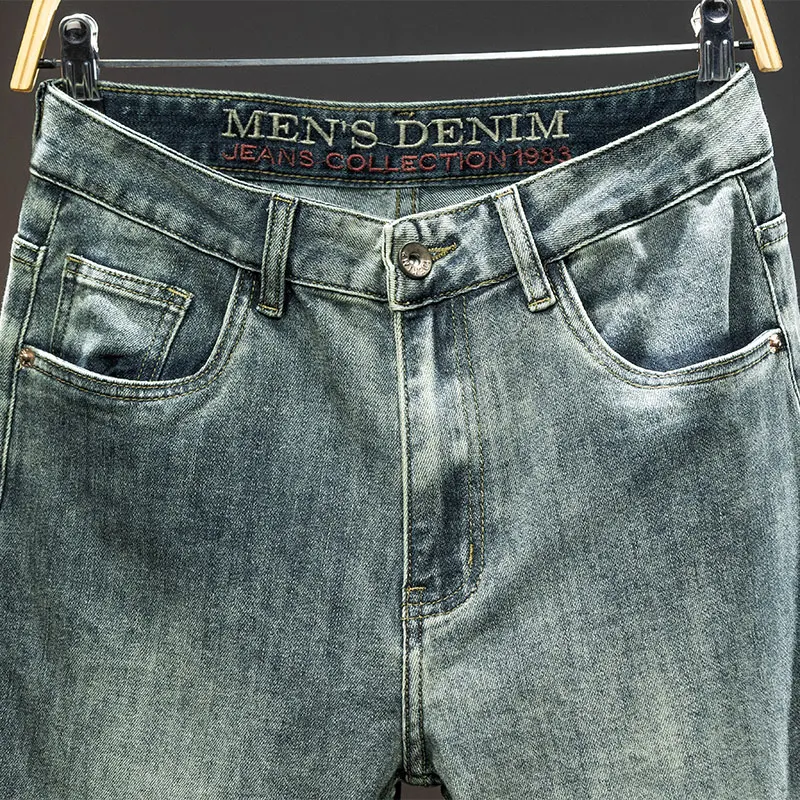 Jean Rétro Bleu Simple et Assressentipour Homme, Tendance de la Mode, Délavé, Slim Fit, Rinse Tight, Fjk, High Street, 2024